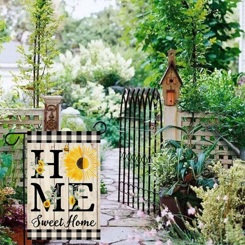 ORTIGIA Burlap garden flag texture highlights rustic charm for porches