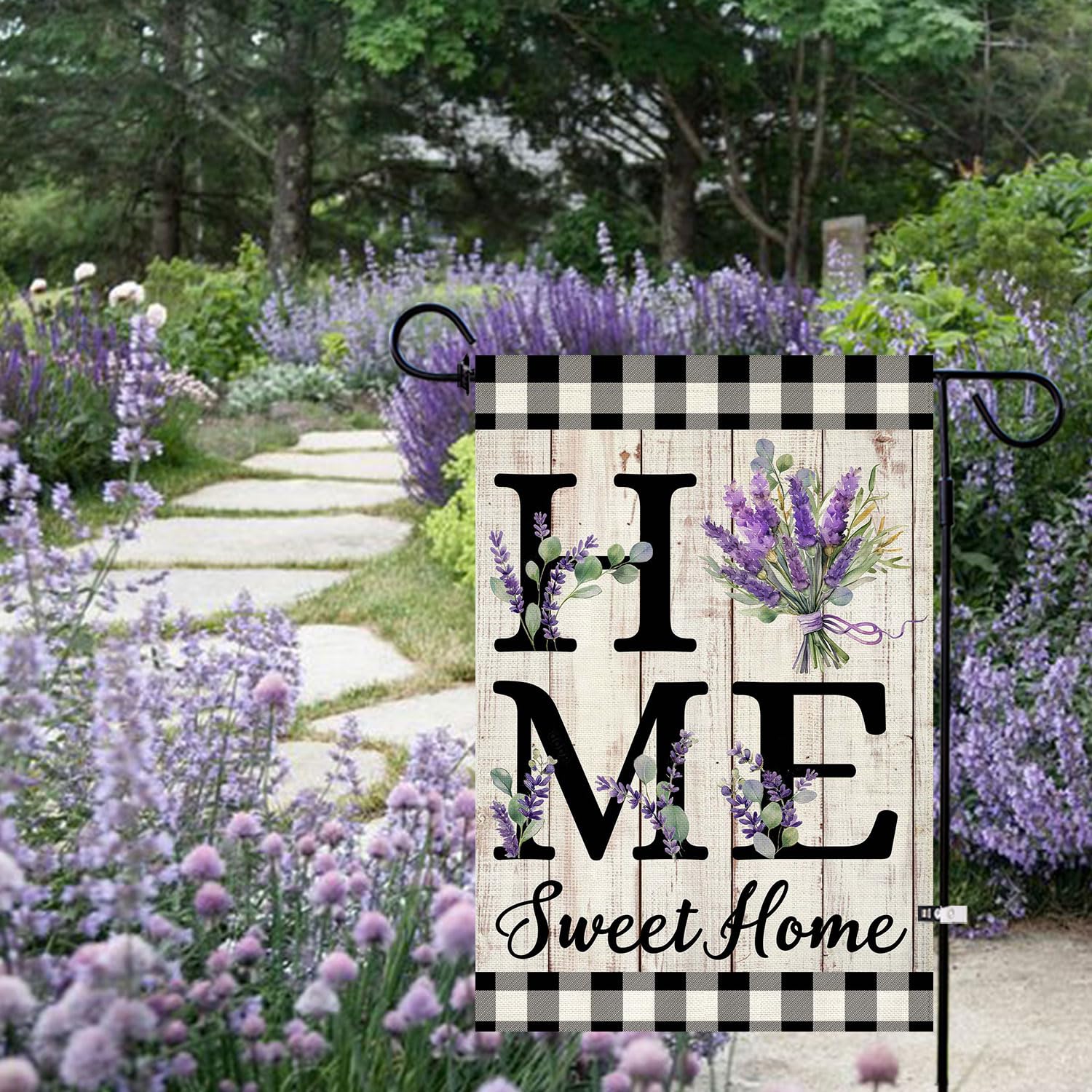 ORTIGIA double-sided burlap flag shows vivid graphics from both sides.