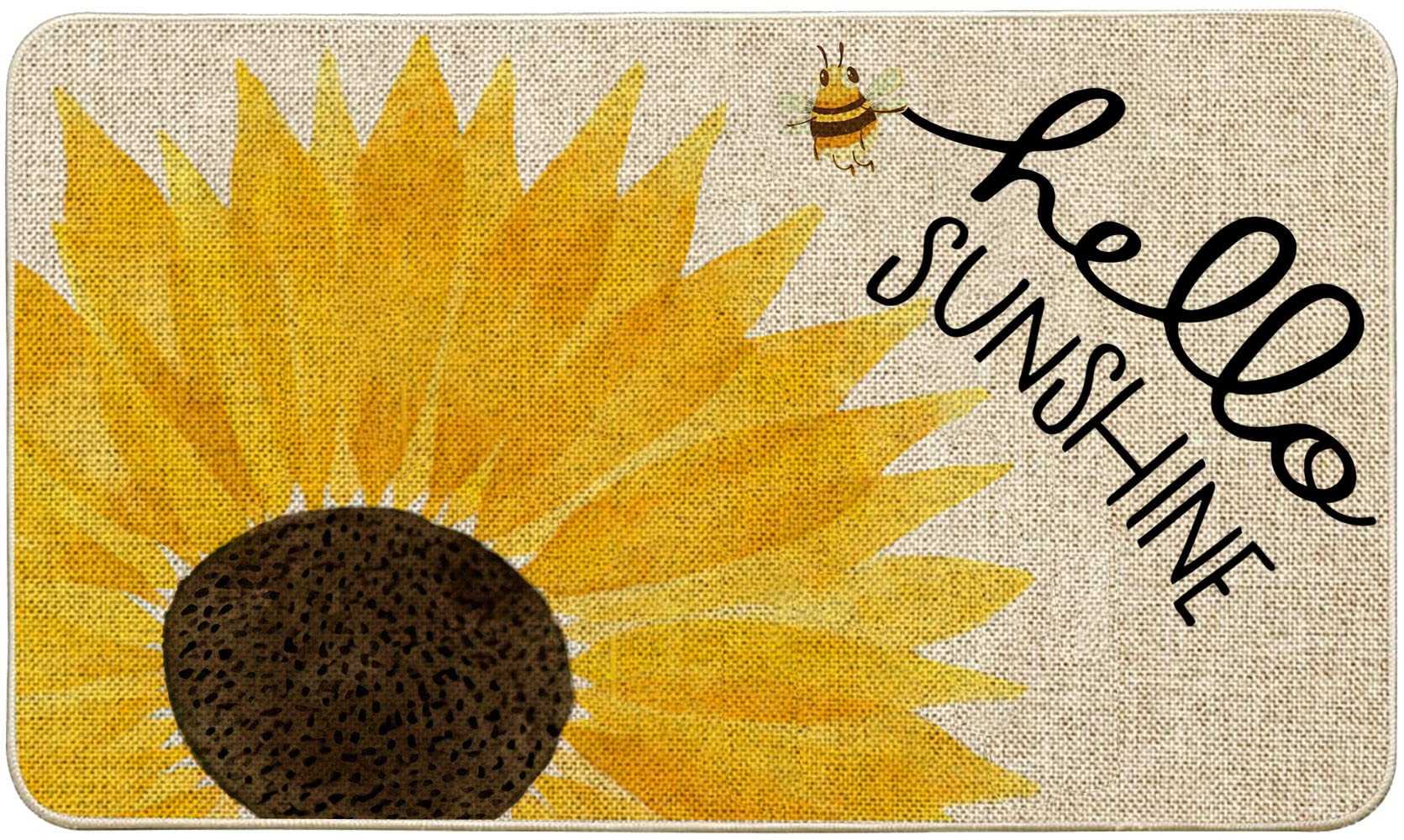 ORTIGIA Hello Sunshine sunflowers door mat for inviting entrances and easy dirt removal.