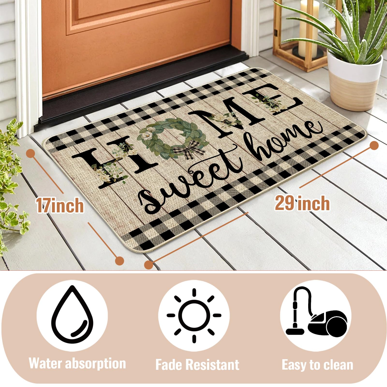 ORTIGIA Home Sweet Home doormat with non-slip rubber backing stays in place