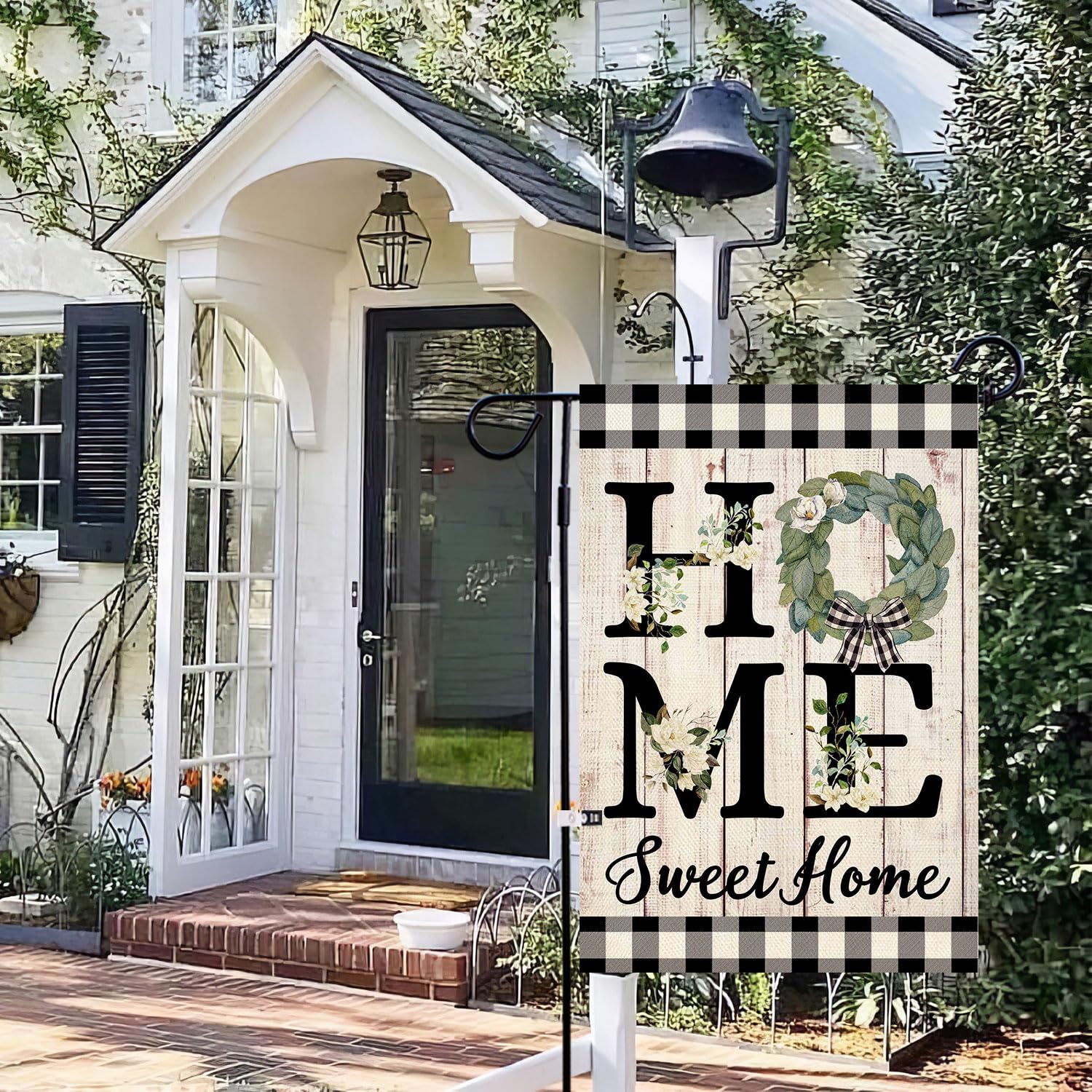ORTIGIA Home Sweet Home Magnolia flag back view shows same vibrant design