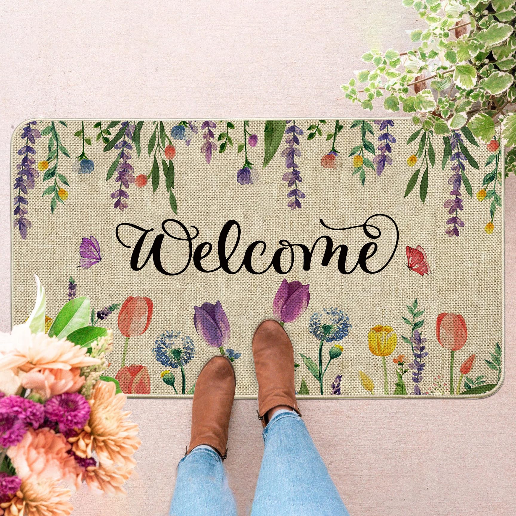 ORTIGIA door mat low-profile front view prevents doors from sticking while adding style