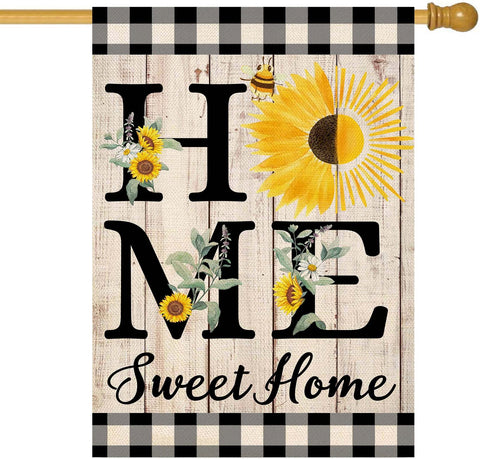 ORTIGIA Summer Sunflower House Flag double-sided burlap for durable outdoor decor