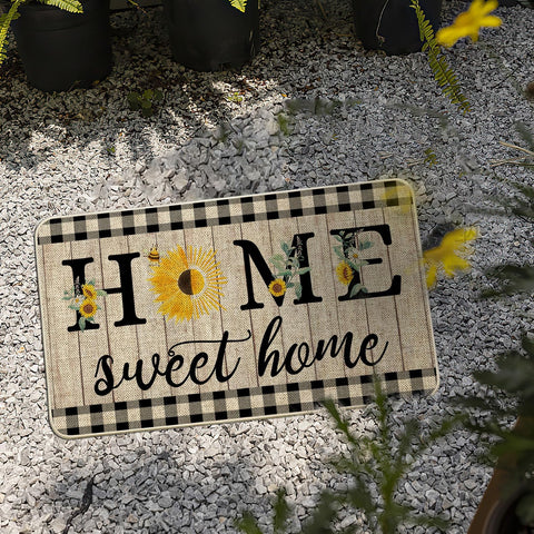ORTIGIA Summer Sunflowers Doormat door threshold view and low profile