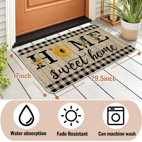ORTIGIA Summer Sunflowers Doormat edge detail and weave texture