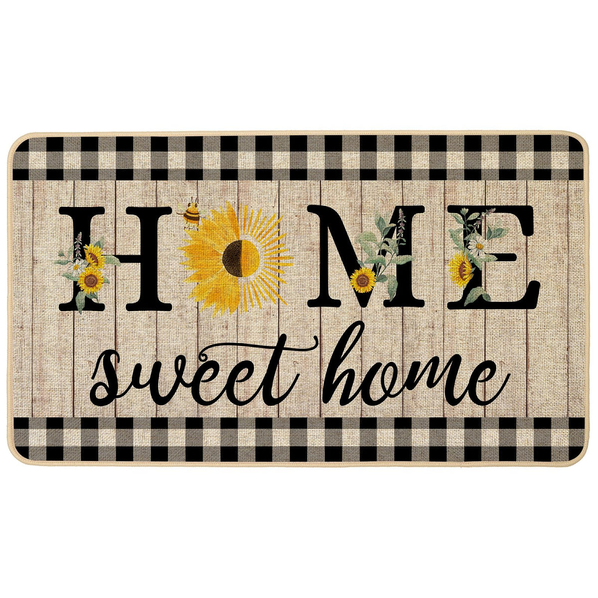ORTIGIA Summer Sunflowers Doormat front view showing durable non-slip entrance