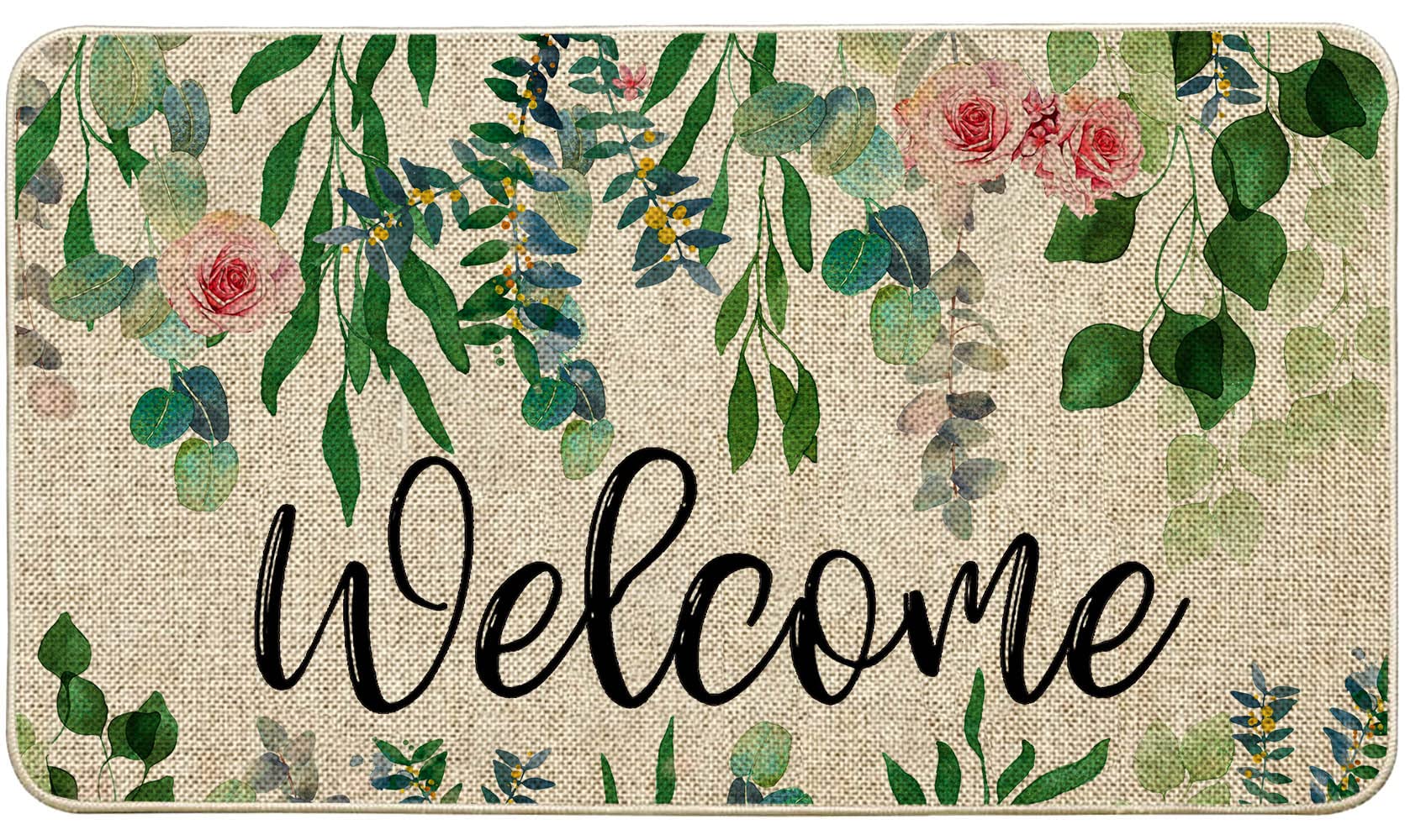 ORTIGIA welcome doormat with eucalyptus leaves traps dirt and moisture at entry.