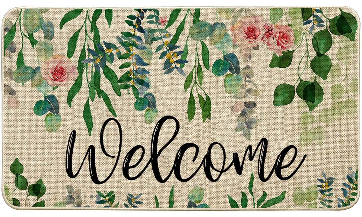 ORTIGIA welcome doormat with eucalyptus leaves traps dirt and moisture at entry.
