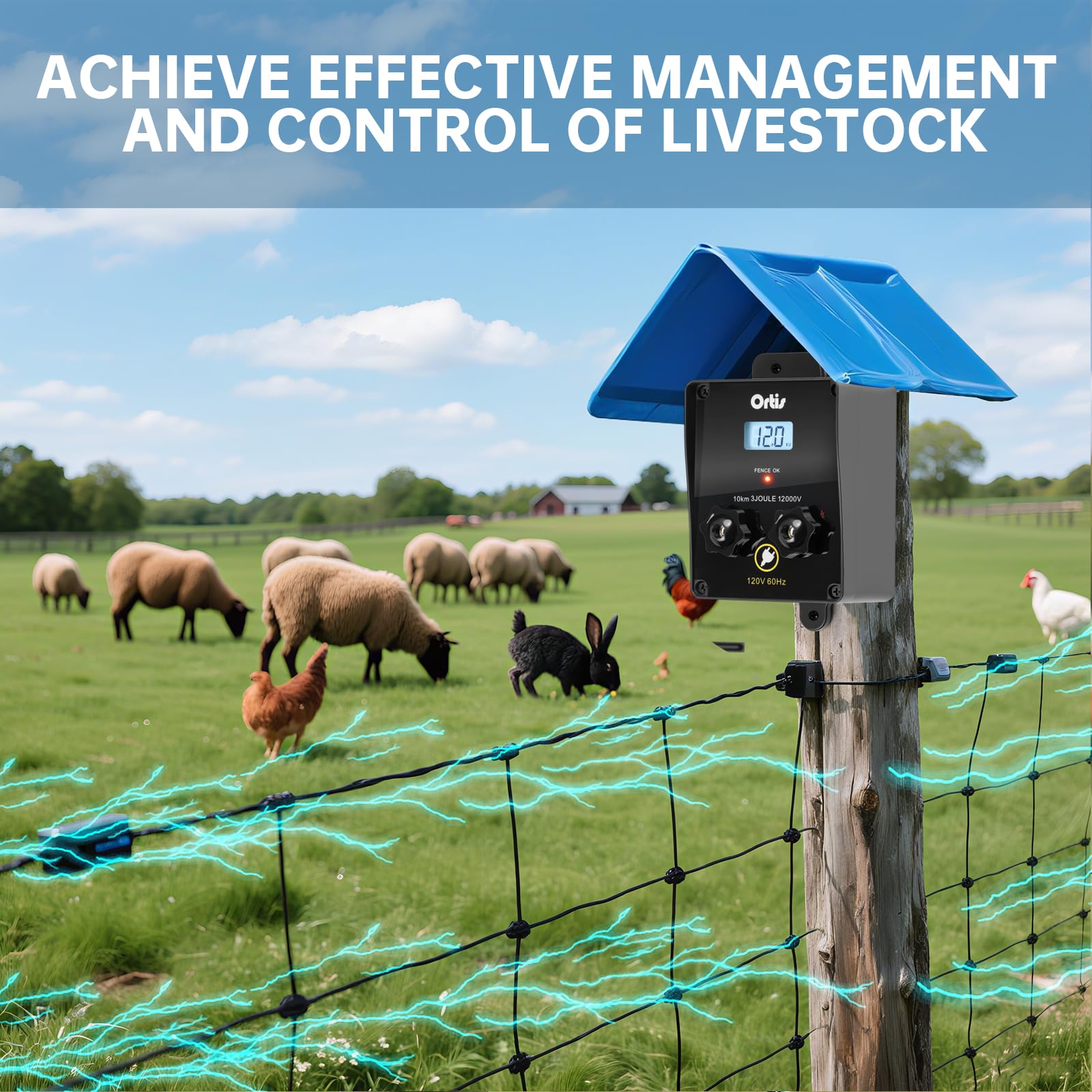 Ortis electric fence energizer garden setup demonstrates long-range control.