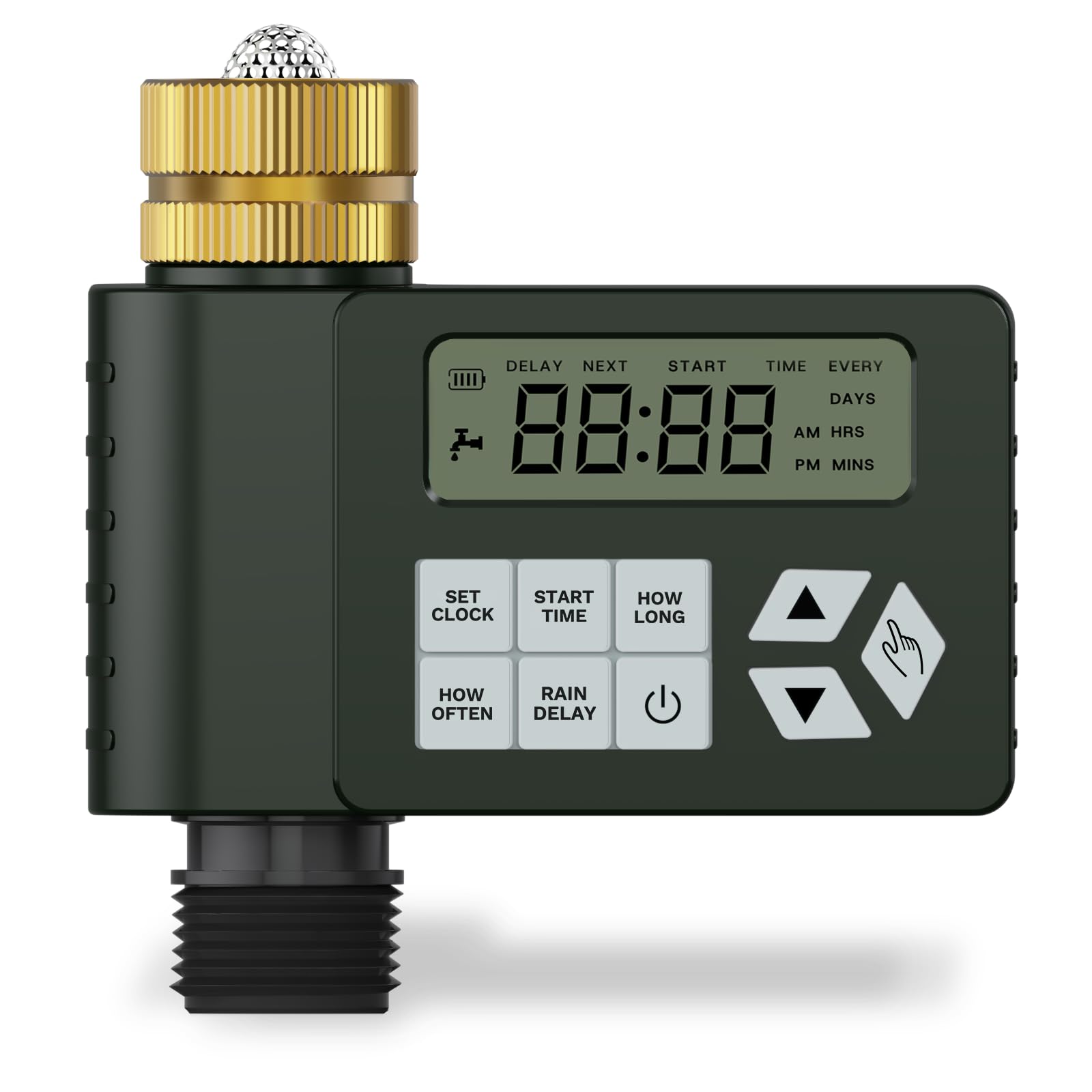 Ortis hose timer with brass inlet for durable outdoor irrigation connection