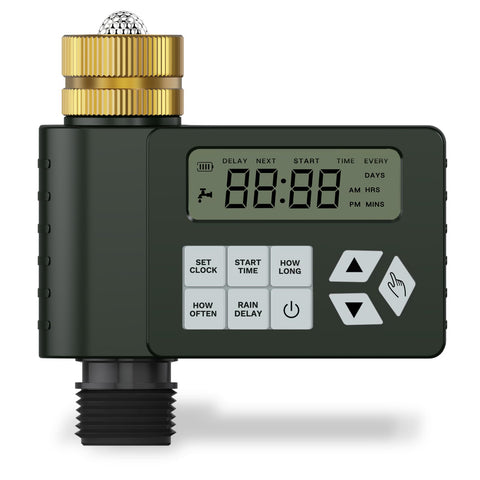 Ortis hose timer with brass inlet for durable outdoor irrigation connection