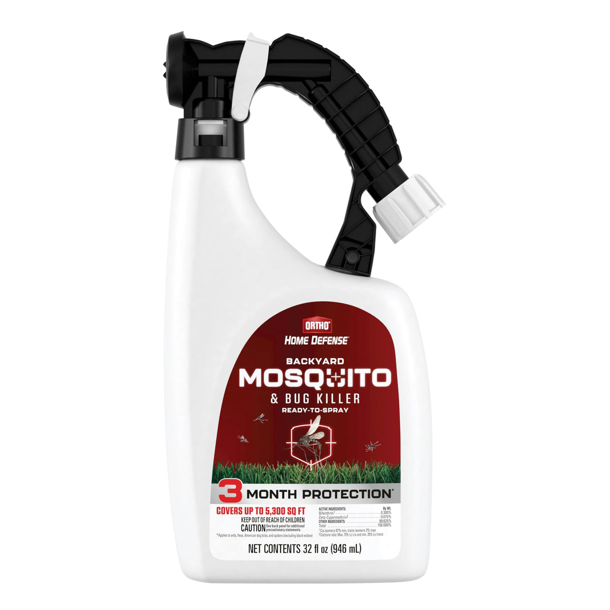 Ortho Home Defense backyard mosquito killer bottle with hose-end sprayer for quick outdoor control