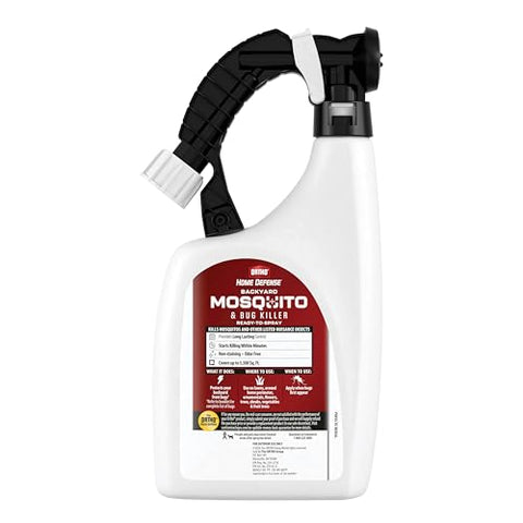 Ortho Home Defense hose-end sprayer attached to a garden hose for easy spraying