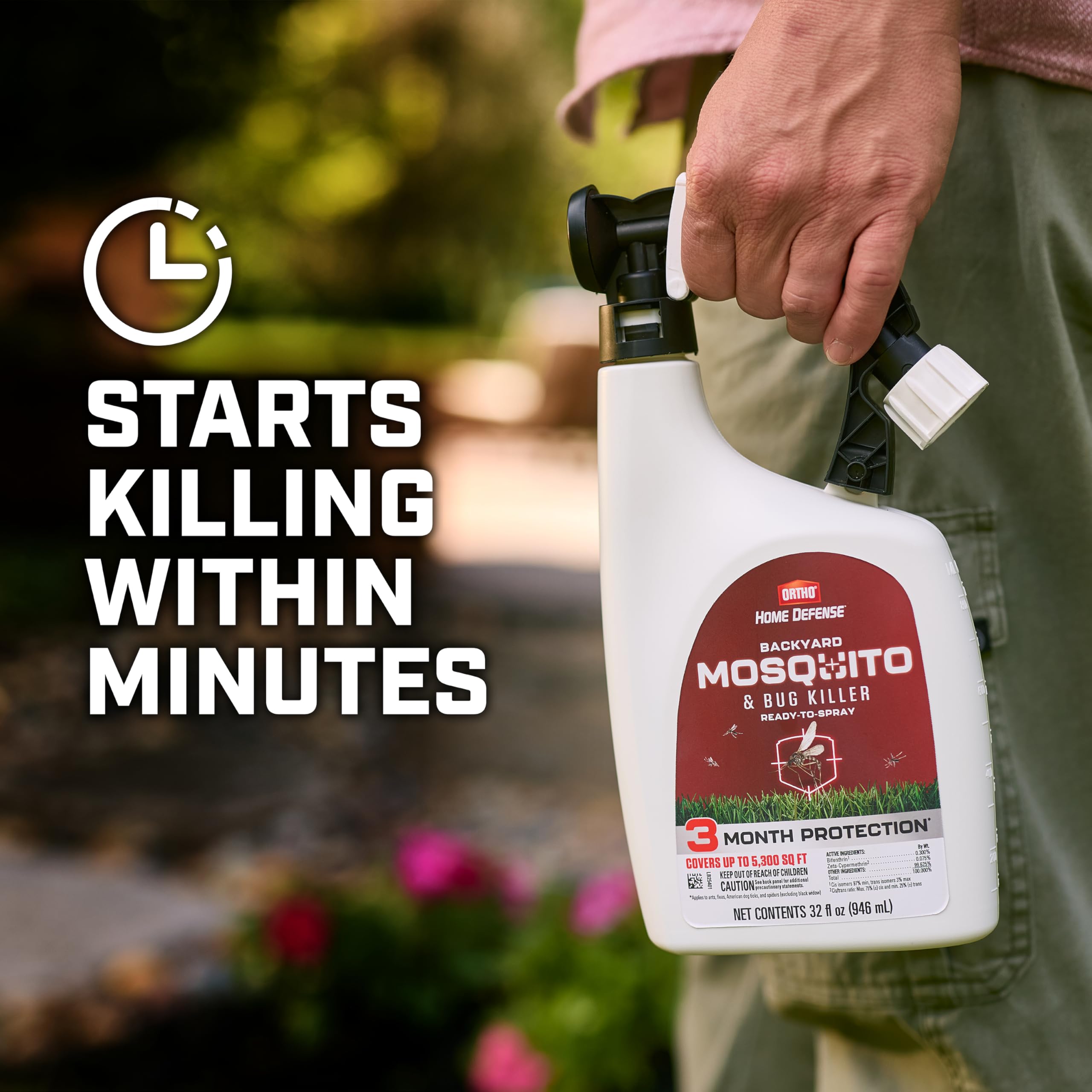 Ortho Home Defense label highlights mosquito and bug control for yards and perimeters
