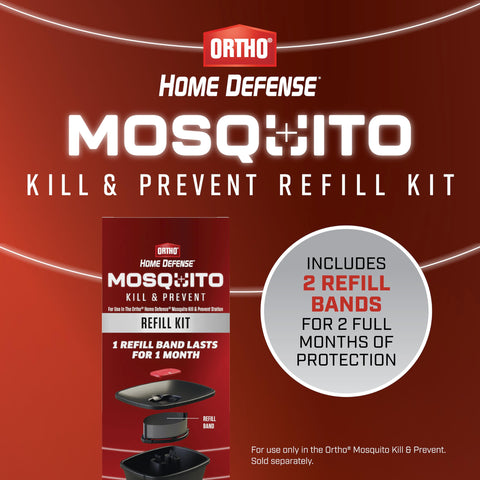 Ortho Home Defense powder packet beside band for targeted mosquito control