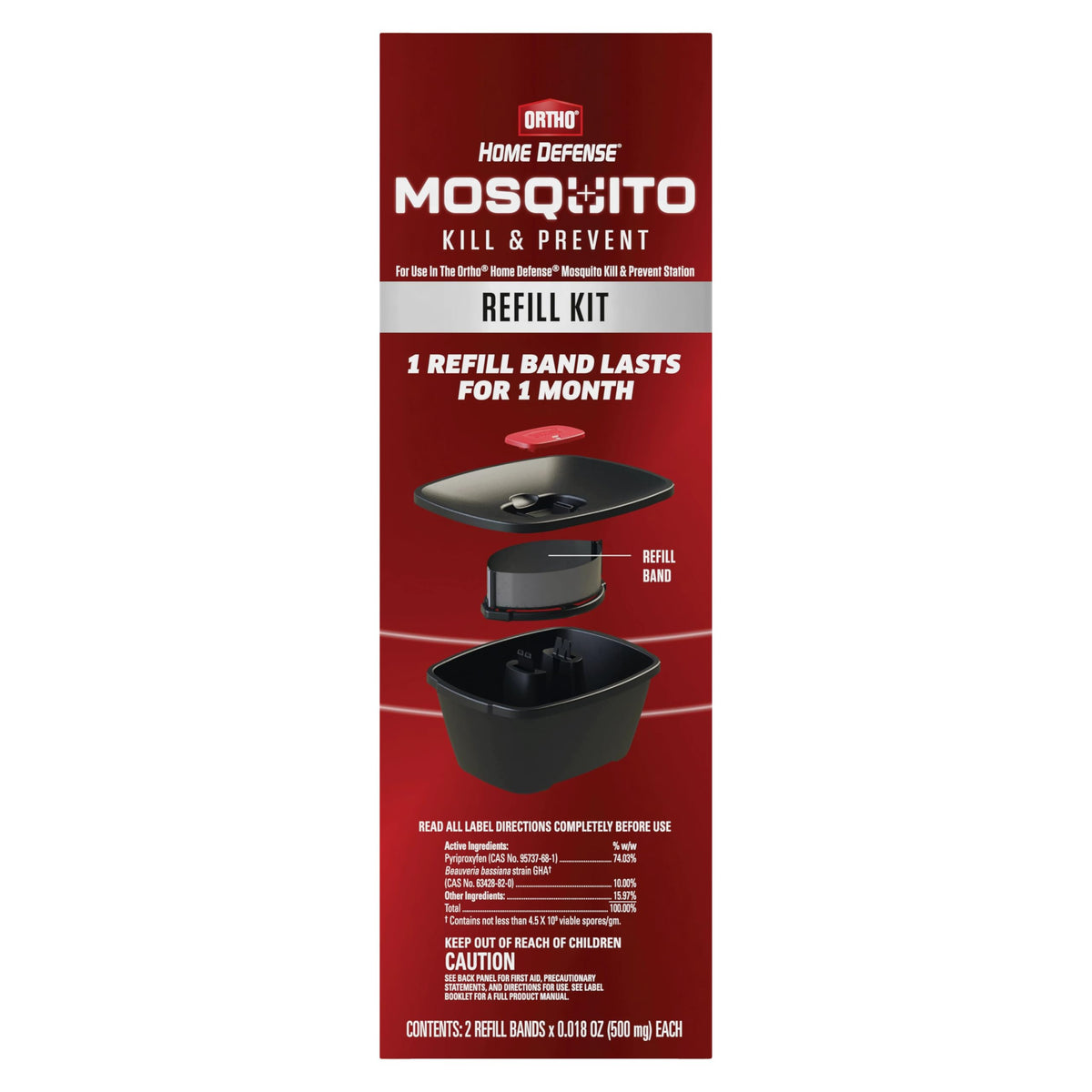 Ortho Home Defense refill band mounted in outdoor station for targeted mosquito control