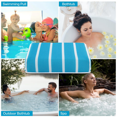 OS OMYSTYLE hot tub booster seat pillow blue cover in outdoor setting
