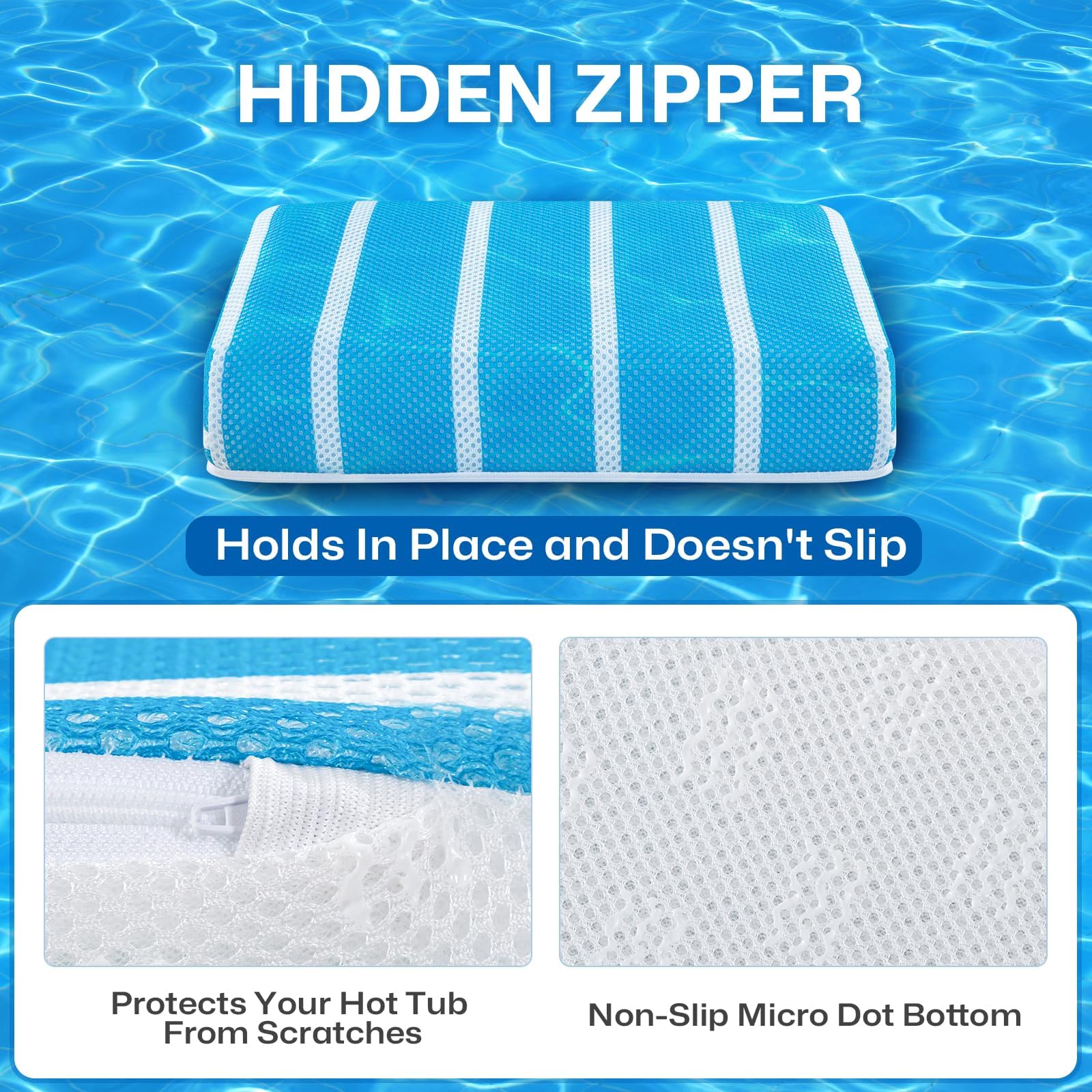 OS OMYSTYLE hot tub booster seat pillow closeup of removable, washable cover