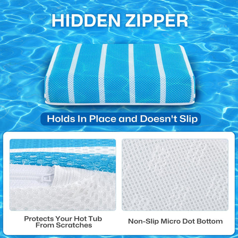 OS OMYSTYLE hot tub booster seat pillow closeup of removable, washable cover