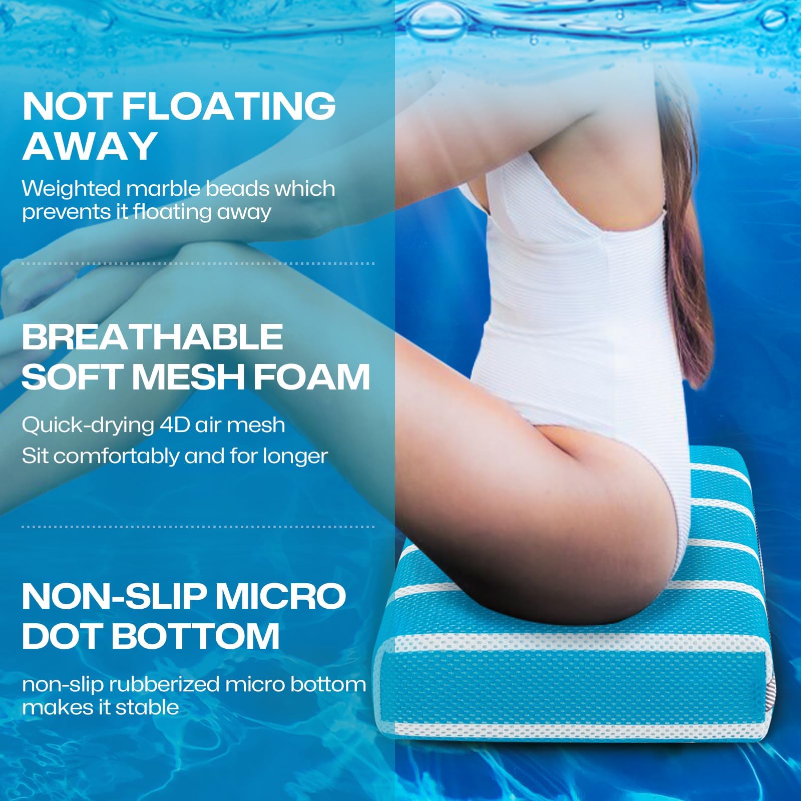 OS OMYSTYLE hot tub booster seat pillow side profile with secure non-slip base