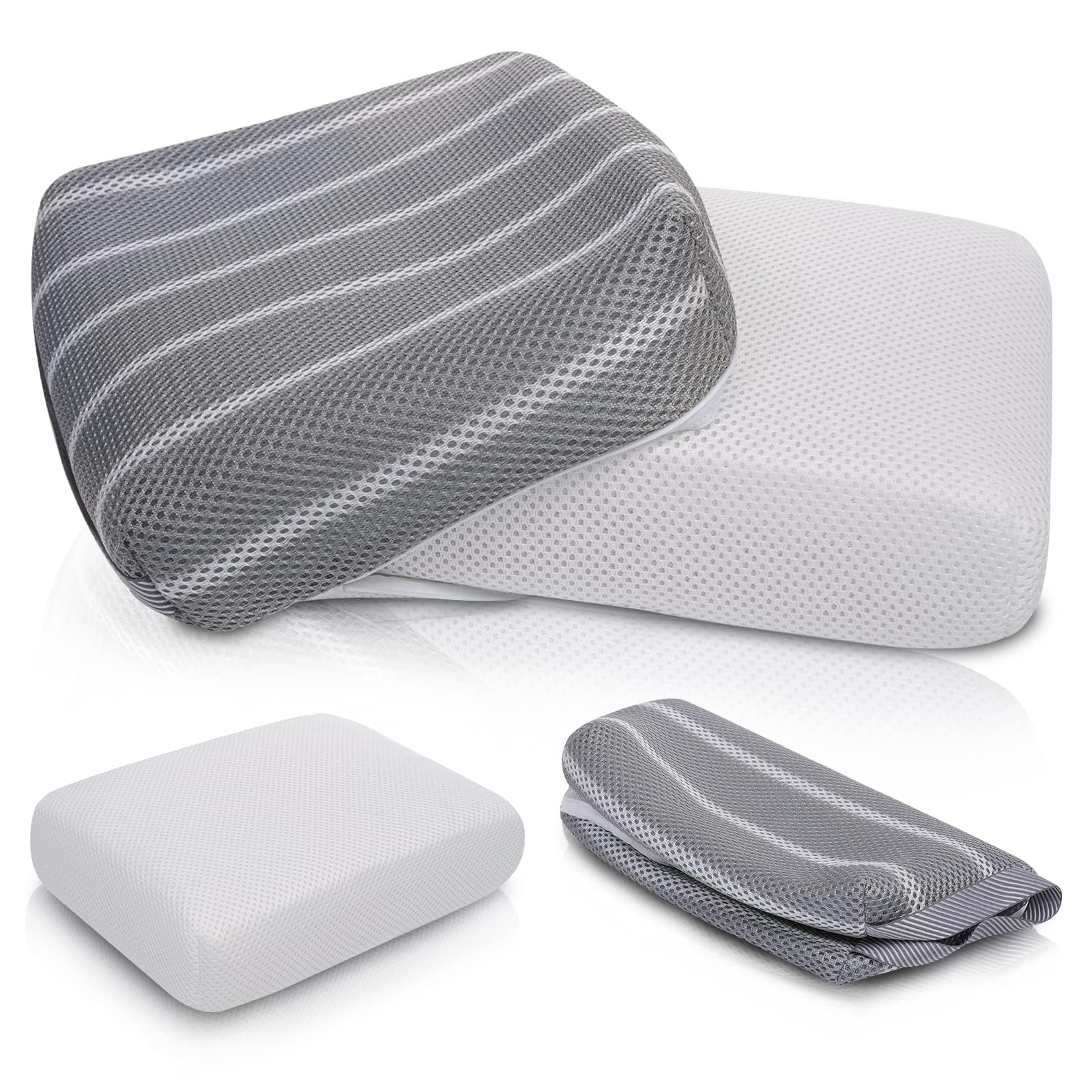 Grey spa pillow enhances comfort and hair-dry soak