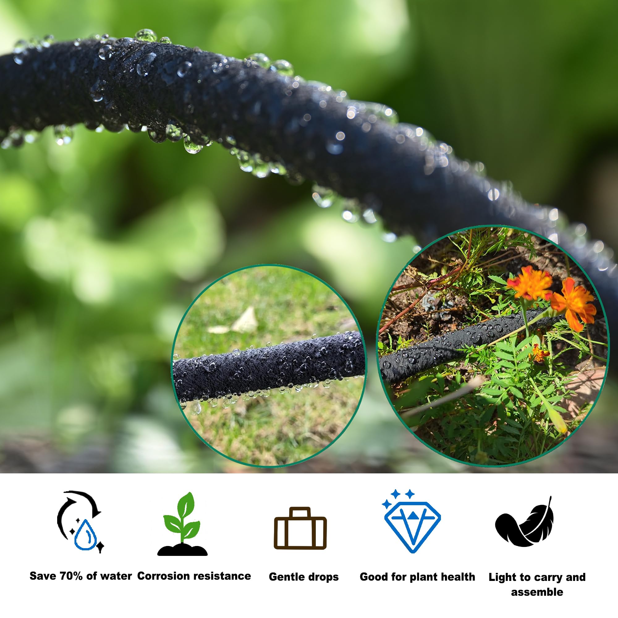 Oscorna 50ft garden hose connection offers versatile reach for beds and lawns