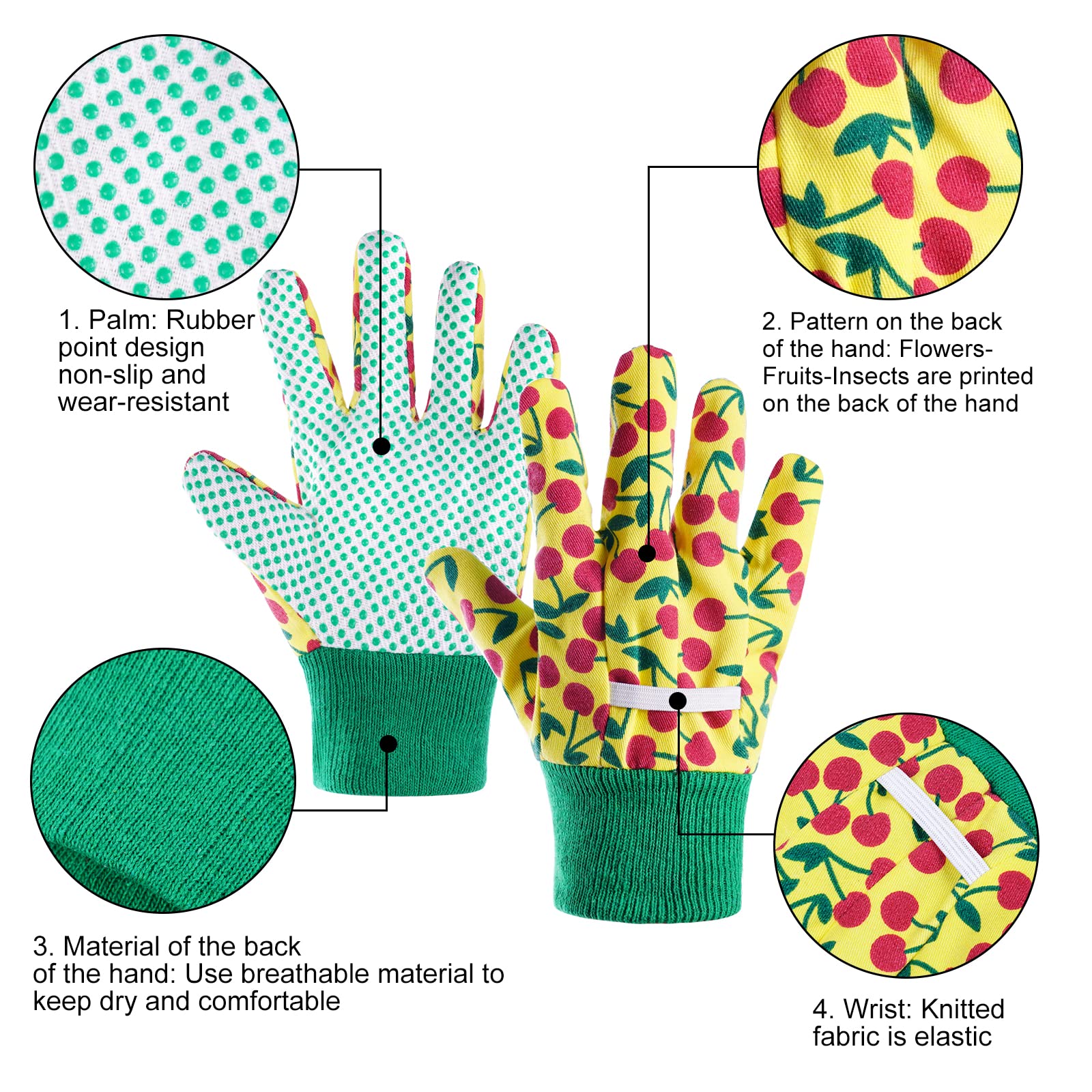 OSDUE Kids Gardening Gloves elastic back design provides secure fit during gardening
