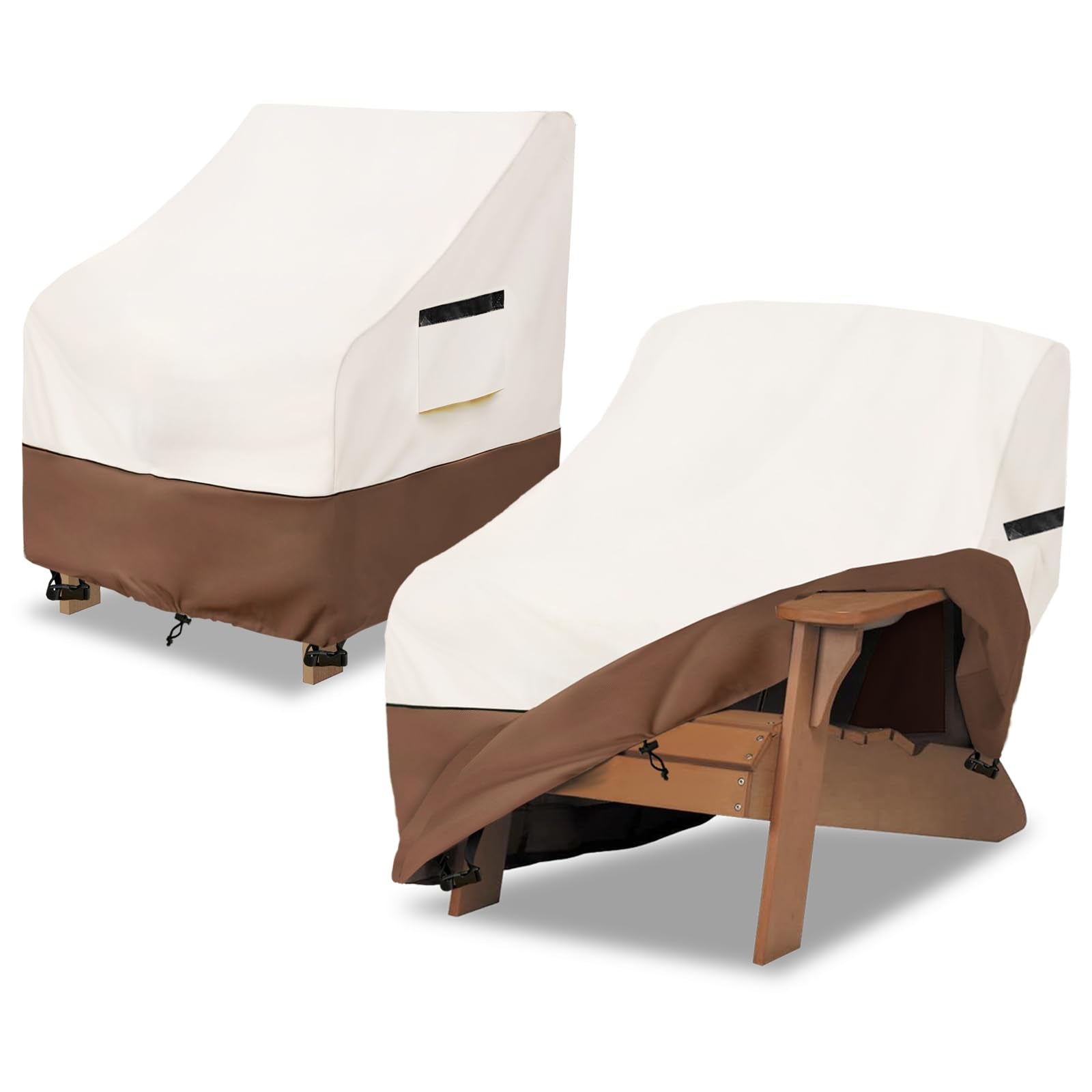 Osileyo Adirondack chair cover on chair in beige-brown for weather protection