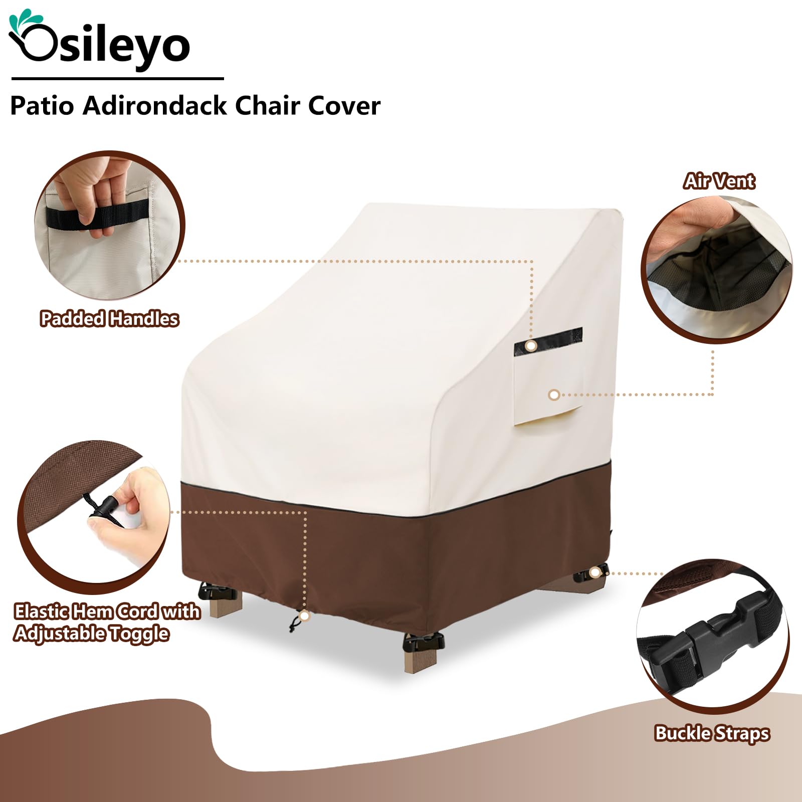 Drawstring-tightened Osileyo chair cover secured for windy days