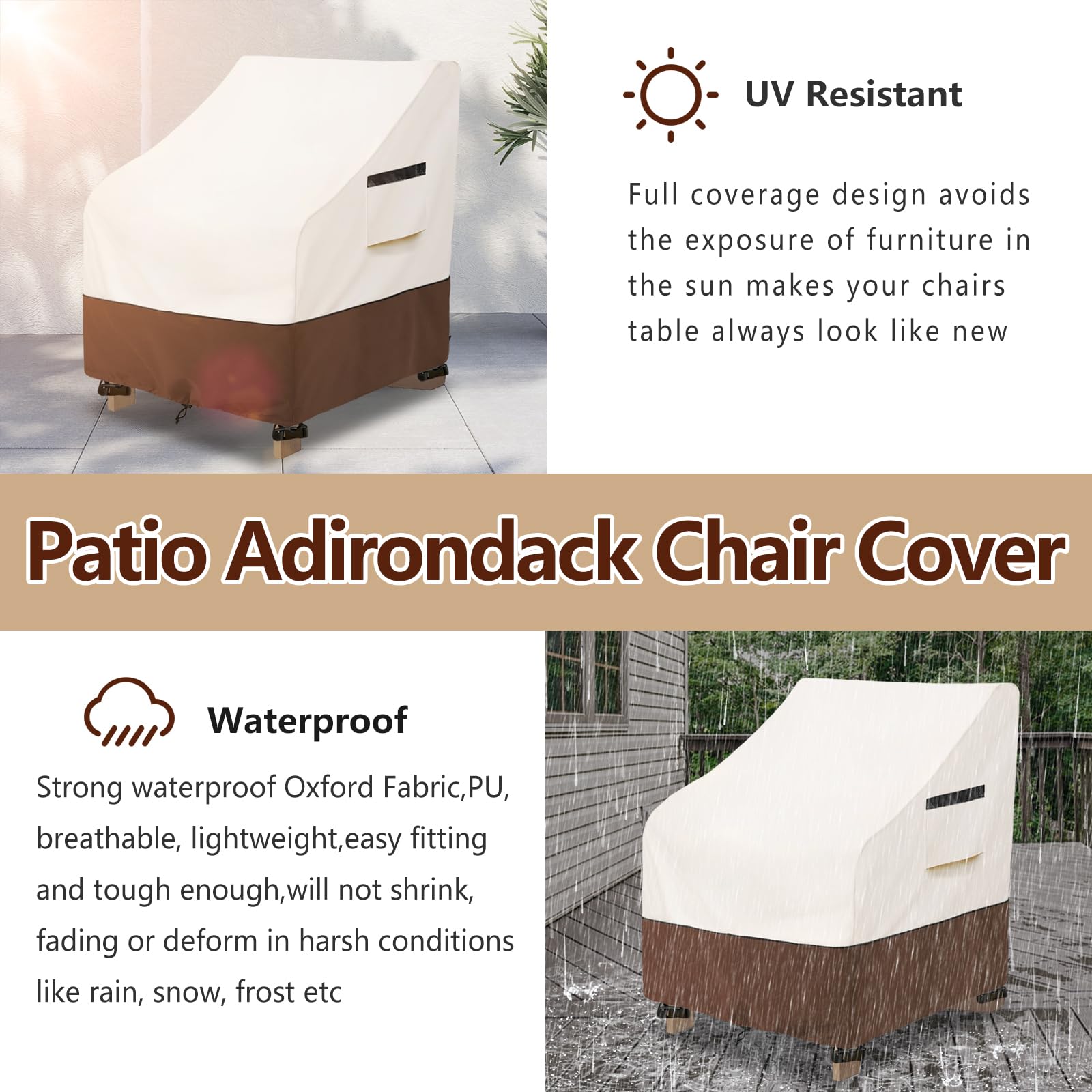 Side handles on Osileyo chair cover enable easy installation