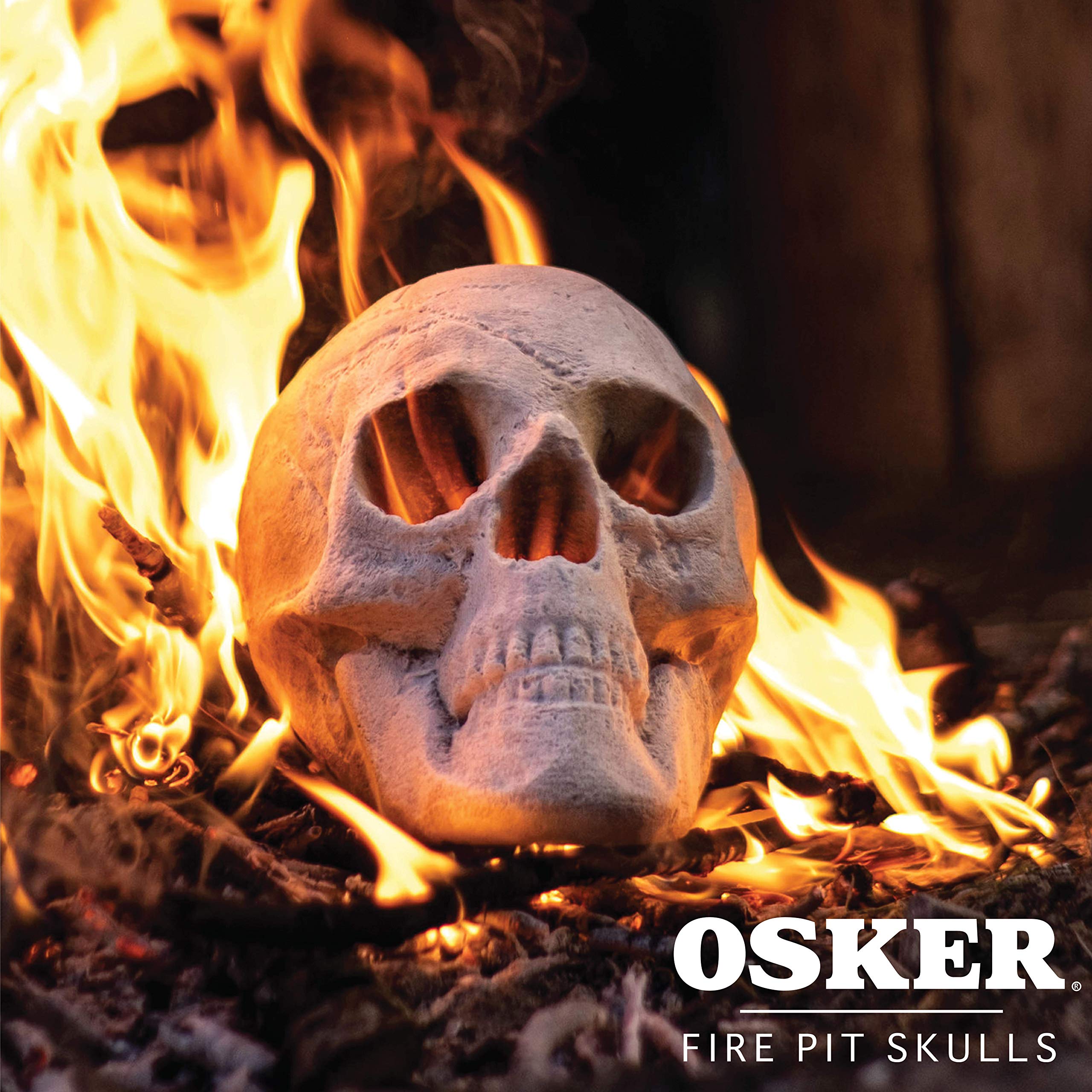 OSKER skull log creates mesmerizing color shifts while burning, enhancing atmospheric visuals.