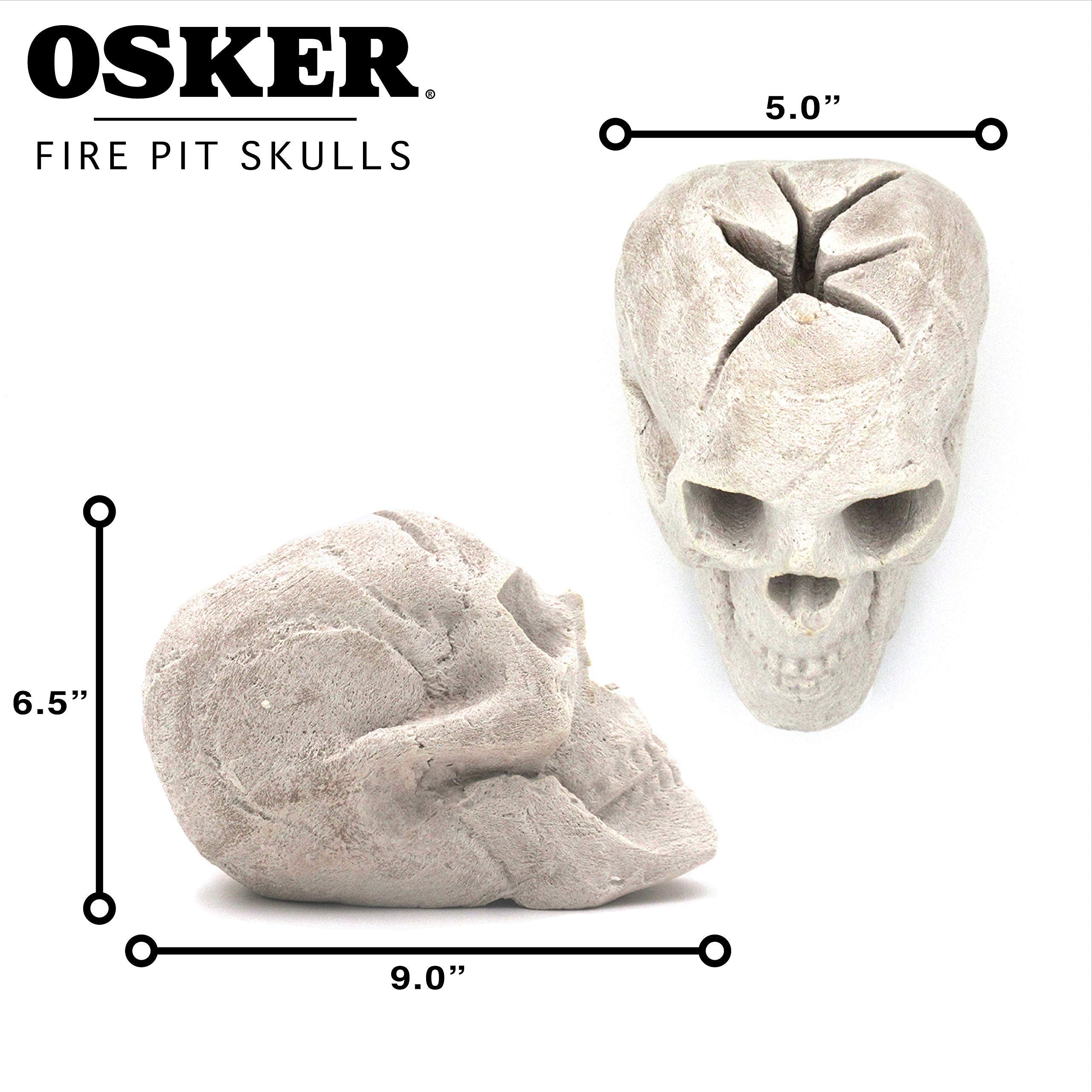 OSKER Fire Pit Skull decor for Halloween, perfect indoor party centerpiece with eerie glow.
