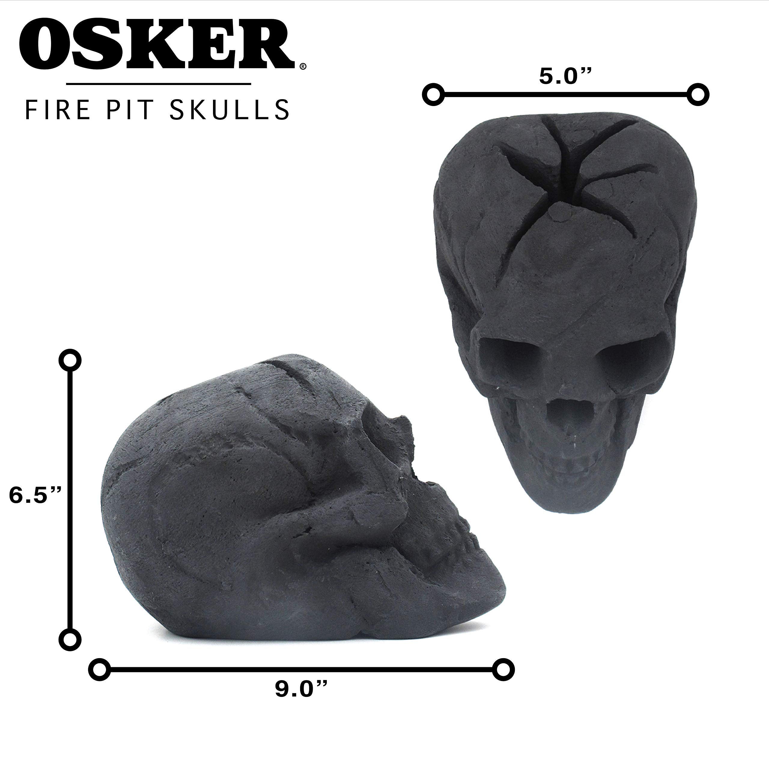 OSKER fireproof skull withstands high heat for safe, durable outdoor enjoyment.