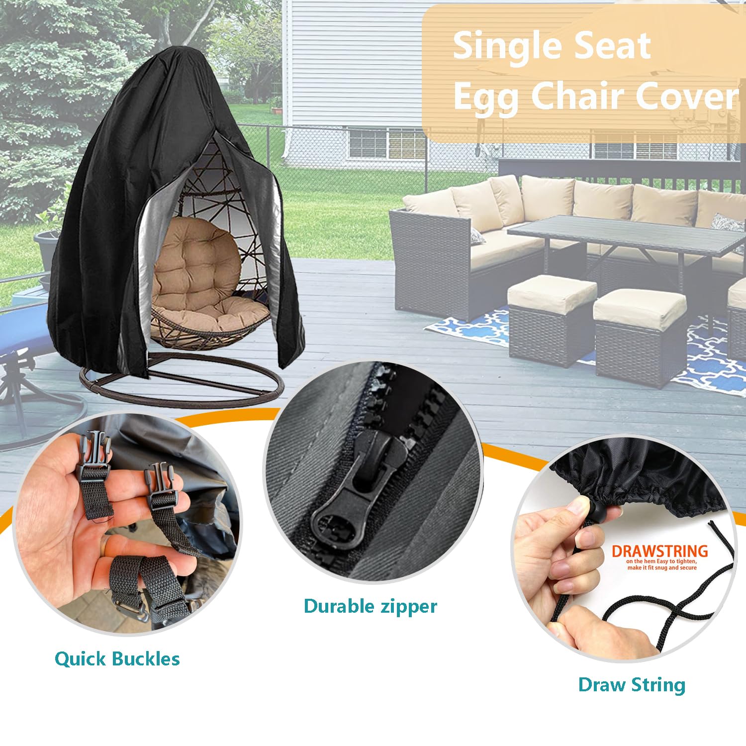 Oslimea easy-clean outdoor chair cover being wiped down