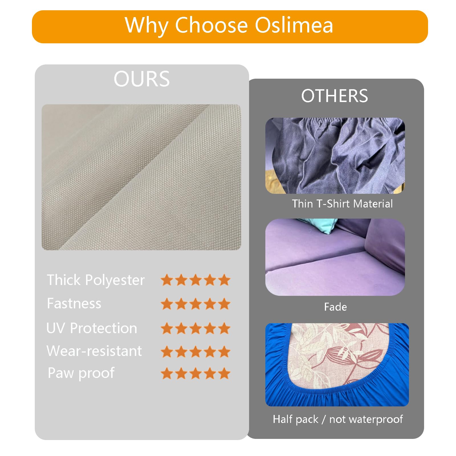 Oslimea easy-care slipcovers help keep outdoor seating neat.
