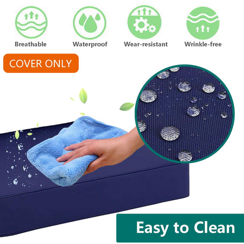 Durable Oslimea outdoor cushion fabric in blue stands up to weather