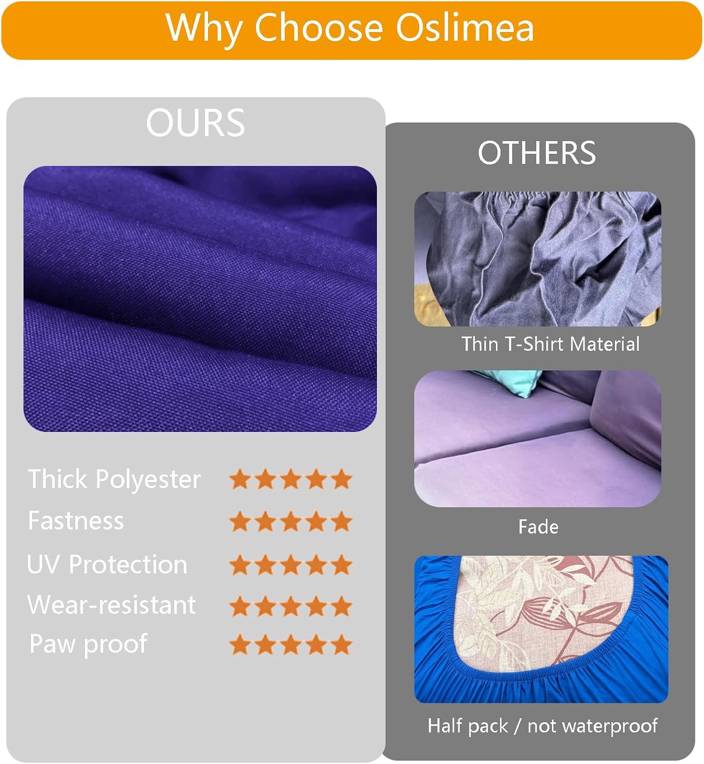 UV-resistant Oslimea blue cushion cover protects against sun fading
