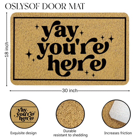 OSLYSOF non slip back door mat keeps in place on various floors.