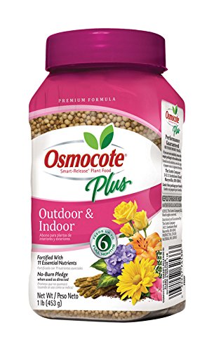 Osmocote Plus 2-pack packaging display highlighting easy outdoor and indoor use.