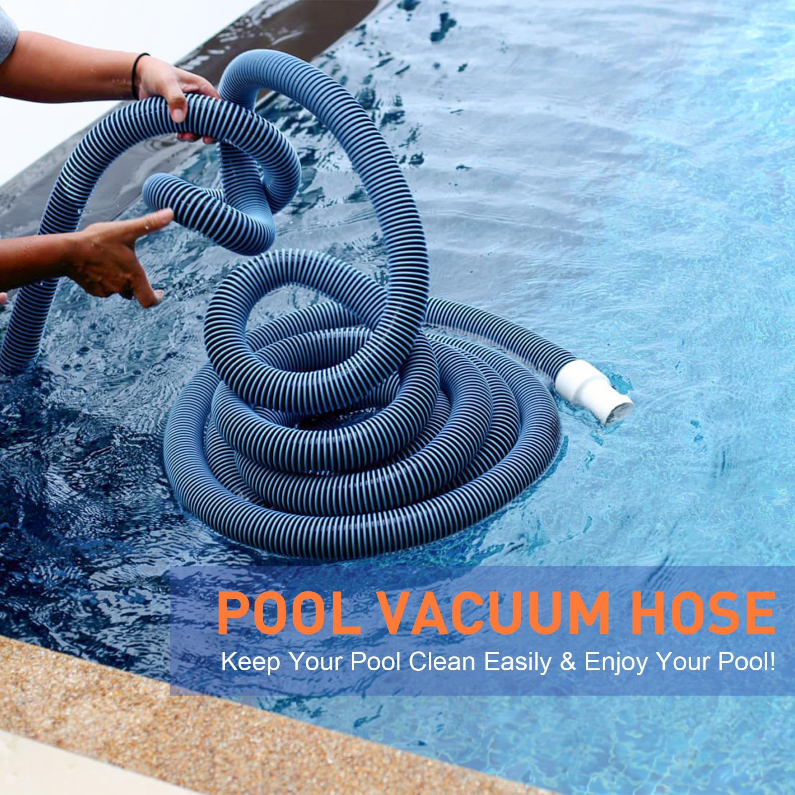 OSMOFUZE hose in indoor and outdoor cleaning scenarios for pools and yards.