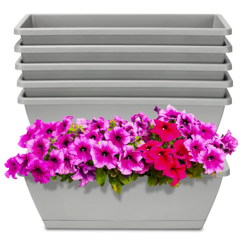 OSMOFUZE Window Box Planter six-pack front view for stylish balcony gardens.
