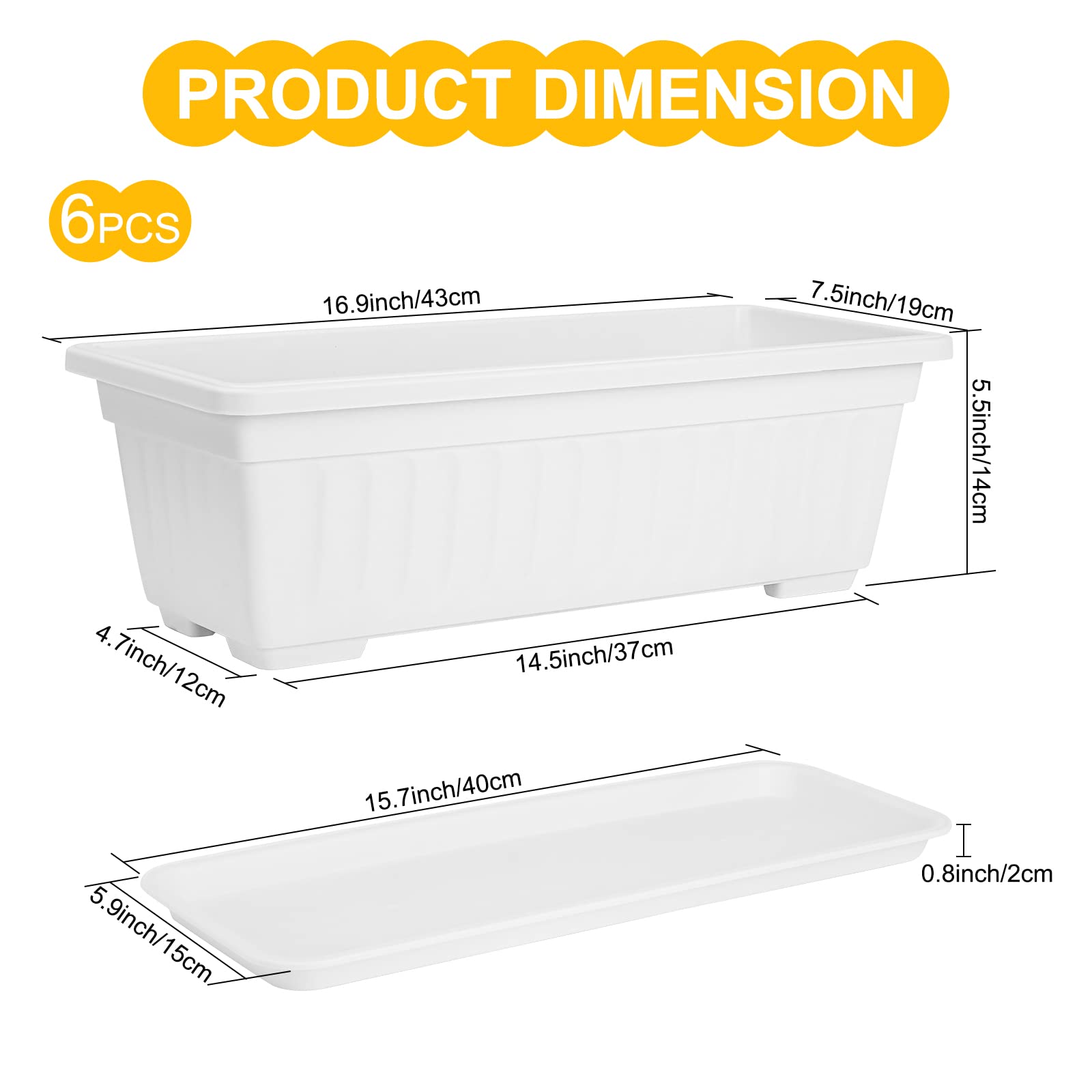 OSMOFUZE rectangular white planter showing raised feet for airflow.