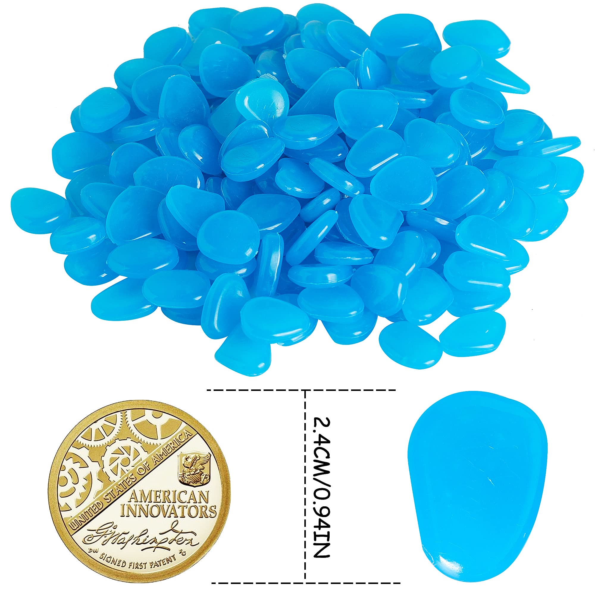 OSOPOLA blue glow stones line a garden path for gentle nighttime guidance.