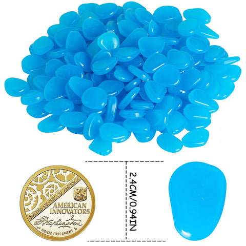OSOPOLA blue glow stones line a garden path for gentle nighttime guidance.