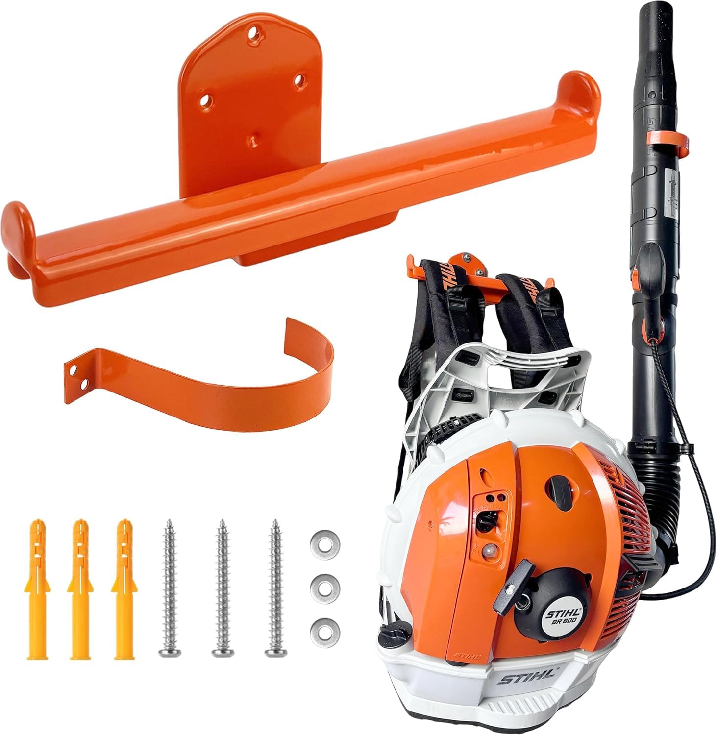 OSROENE backpack blower hanger with tube hook keeps tools organized and ready.