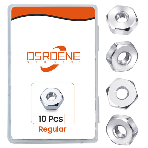 OSROENE chainsaw bar nut 10-pack closeup showing durable iron construction for Stihl compatibility