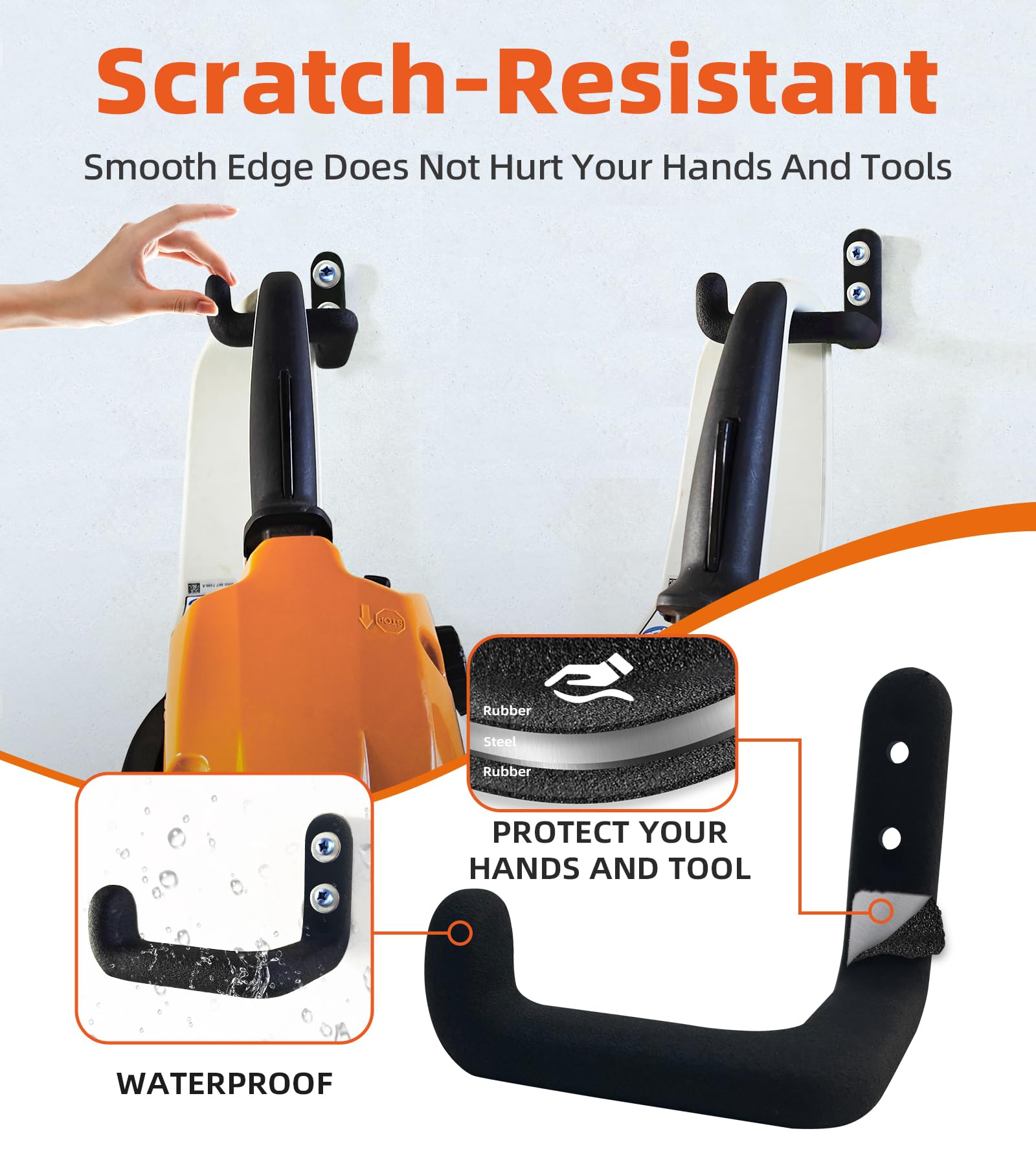 OSROENE chainsaw hanger secured with two screws for reliable wall mounting.