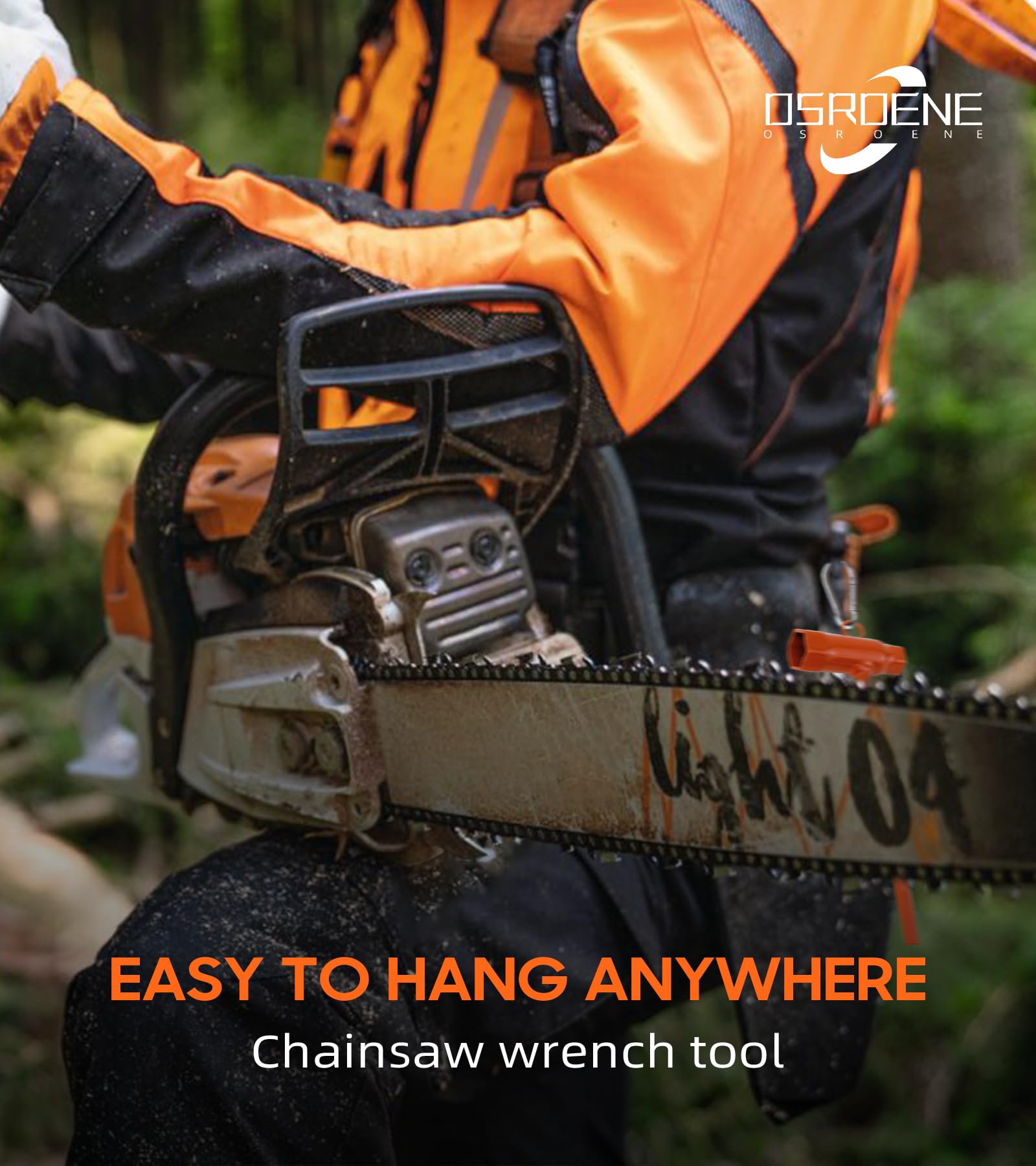 OSROENE chainsaw wrench with standard 13mm/19mm fits most brands.