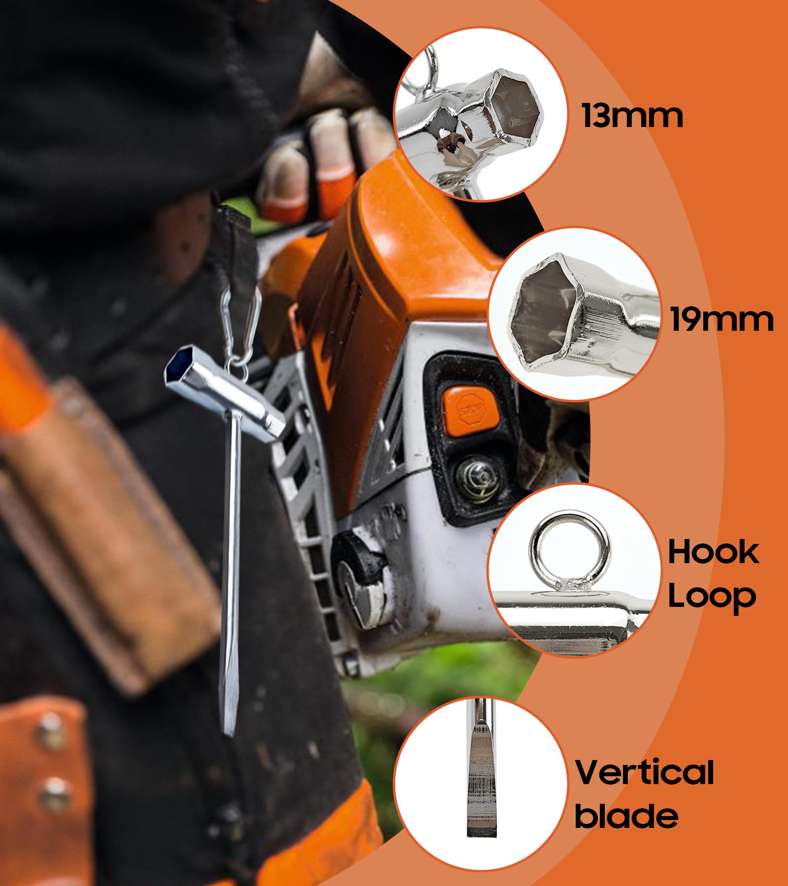 OSROENE chainsaw wrench sturdy stamped steel construction for lasting durability