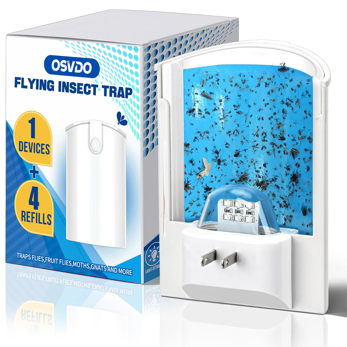 OSVDO Flying Insect Trap front view shows compact plug-in design for home use.